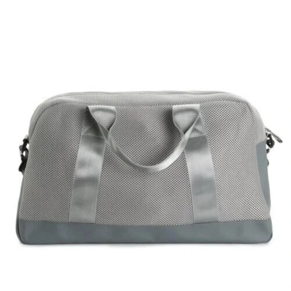 Mens Grey Mesh Duffel Bag Gym Sport Weekender Travel Carryall Shoulder Strap‎